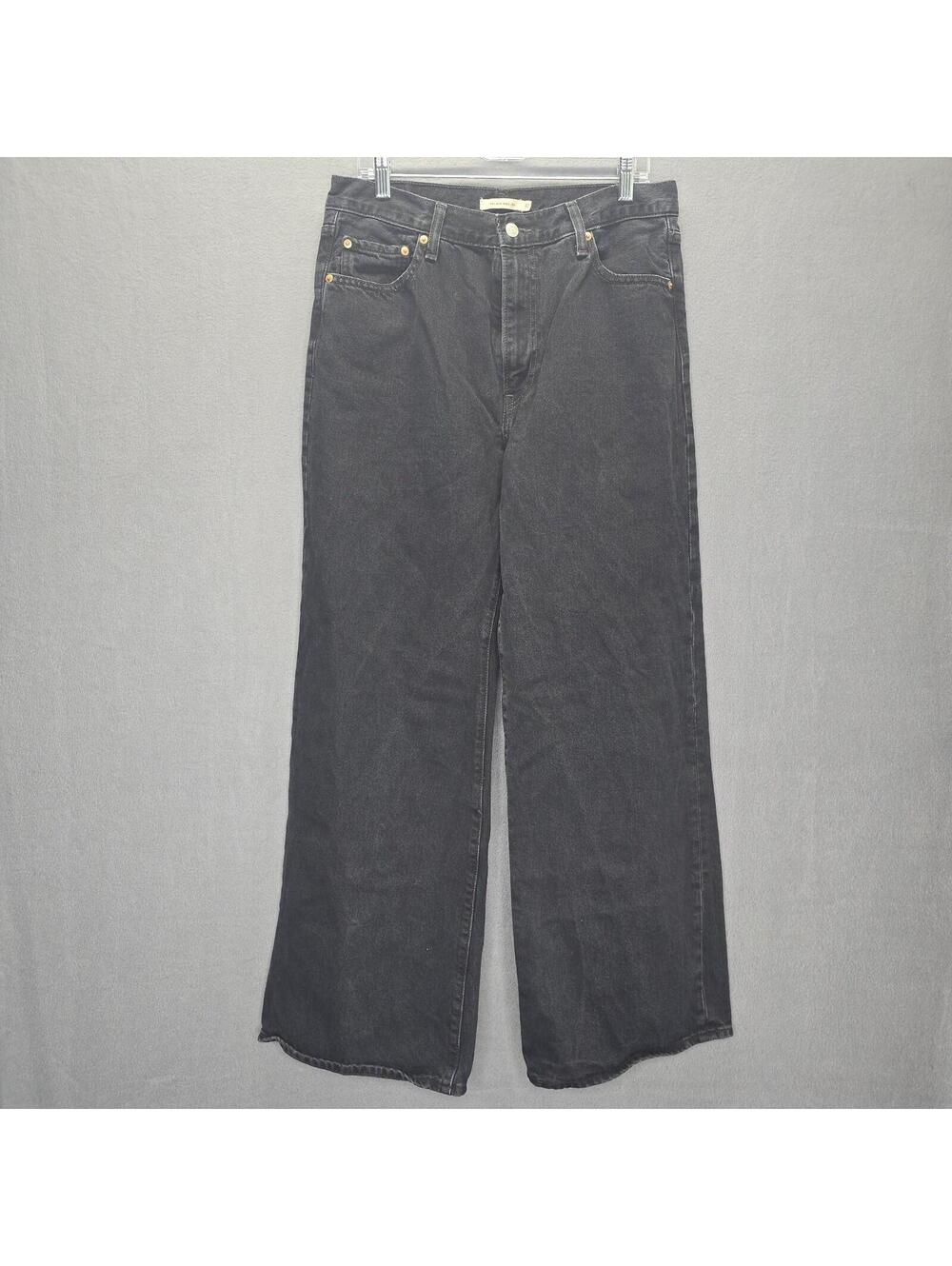 Levi's Premium Ribcage Wide Leg Jeans Black Gray W32 L32 High Rise Big E Wash